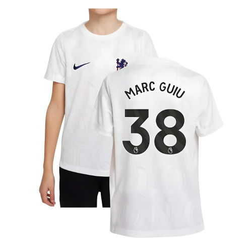 2025-2026 Chelsea Pre-Match Shirt (White) - Kids (Marc Guiu 38)