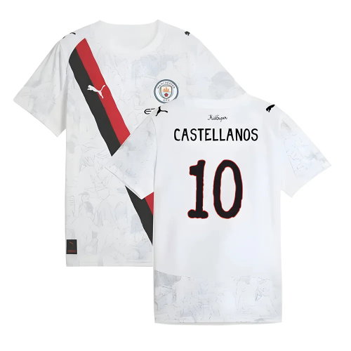 2025-2026 KIDSUPER x Manchester City CWC Away Shirt (White) - Kids (Castellanos 10)