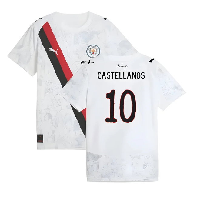 2025-2026 KIDSUPER x Manchester City CWC Away Shirt (White) - Kids (Castellanos 10)