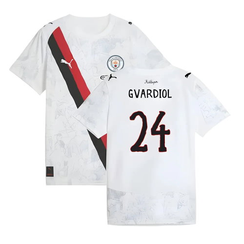 2025-2026 KIDSUPER x Manchester City CWC Away Shirt (White) - Kids (Gvardiol 24)
