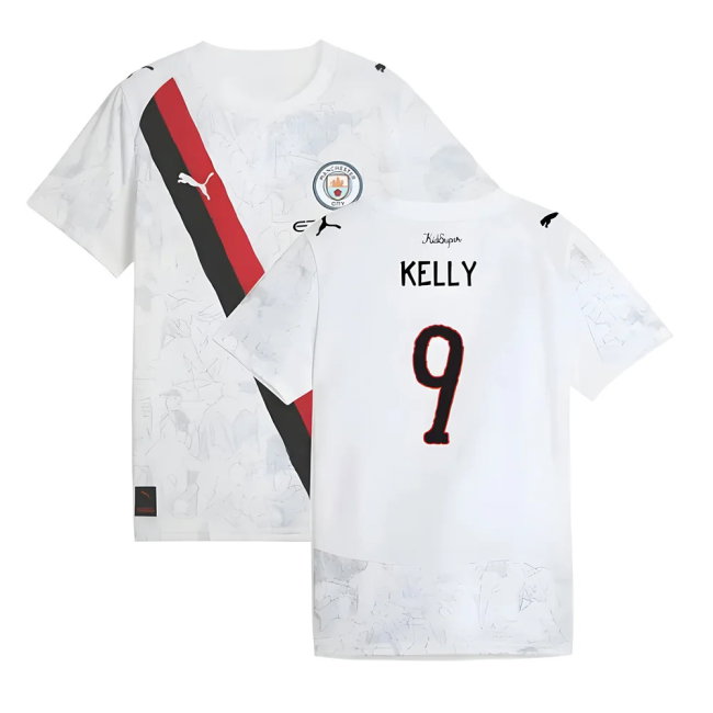 2025-2026 KIDSUPER x Manchester City CWC Away Shirt (White) - Kids (Kelly 9)