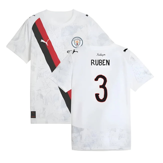 2025-2026 KIDSUPER x Manchester City CWC Away Shirt (White) - Kids (Ruben 3)