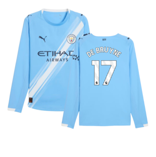 2025-2026 Man City Authentic Long Sleeve Home Shirt (De Bruyne 17)