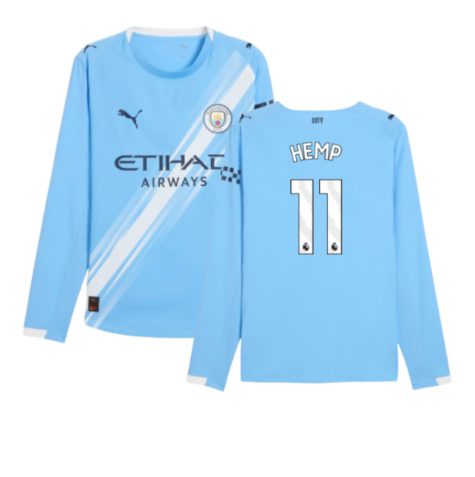 2025-2026 Man City Authentic Long Sleeve Home Shirt (Hemp 11)
