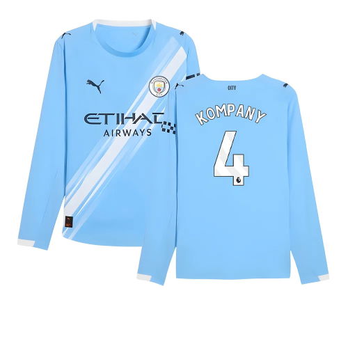 2025-2026 Man City Authentic Long Sleeve Home Shirt (Kompany 4)