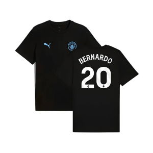2025-2026 Man City FtblESS Tee (Black) (Bernardo 20)