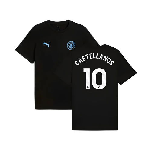 2025-2026 Man City FtblESS Tee (Black) (Castellanos 10)