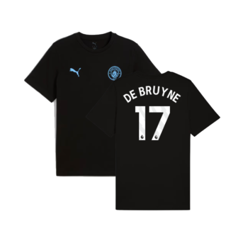 2025-2026 Man City FtblESS Tee (Black) (De Bruyne 17)