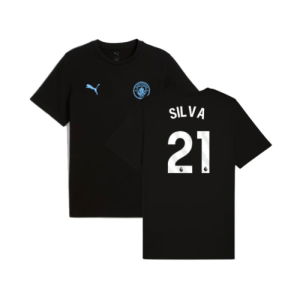 2025-2026 Man City FtblESS Tee (Black) (Silva 21)