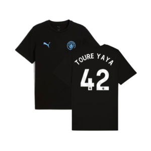 2025-2026 Man City FtblESS Tee (Black) (Toure Yaya 42)