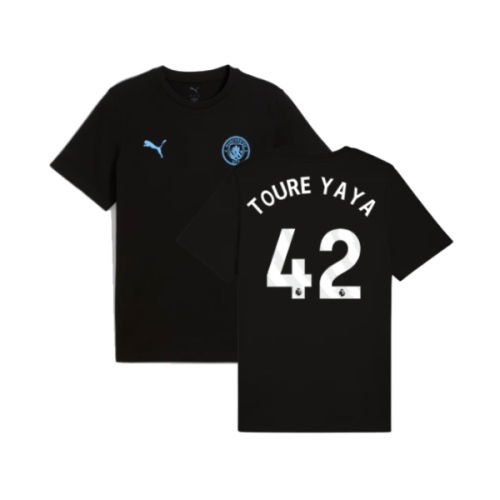 2025-2026 Man City FtblESS Tee (Black) (Toure Yaya 42)