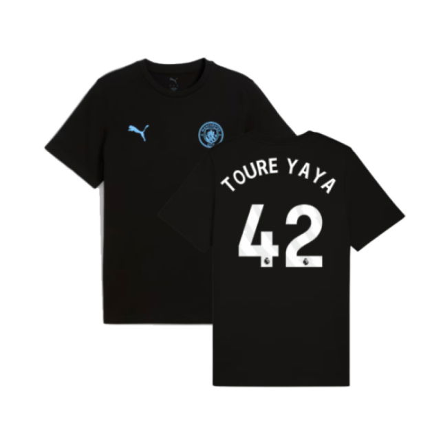 2025-2026 Man City FtblESS Tee (Black) (Toure Yaya 42)