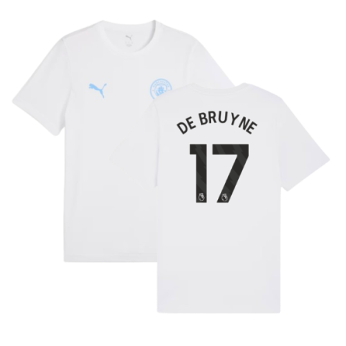 2025-2026 Man City FtblESS Tee (White) - Kids (De Bruyne 17)