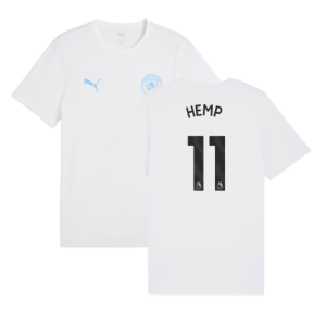 2025-2026 Man City FtblESS Tee (White) - Kids (Hemp 11)