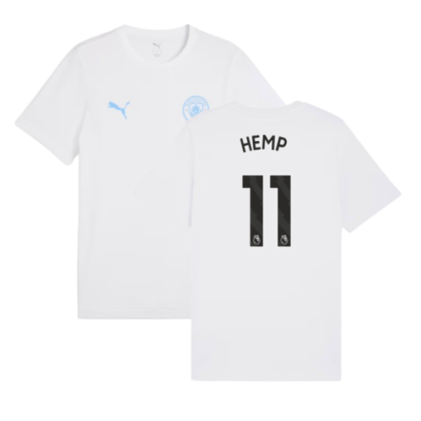 2025-2026 Man City FtblESS Tee (White) - Kids (Hemp 11)