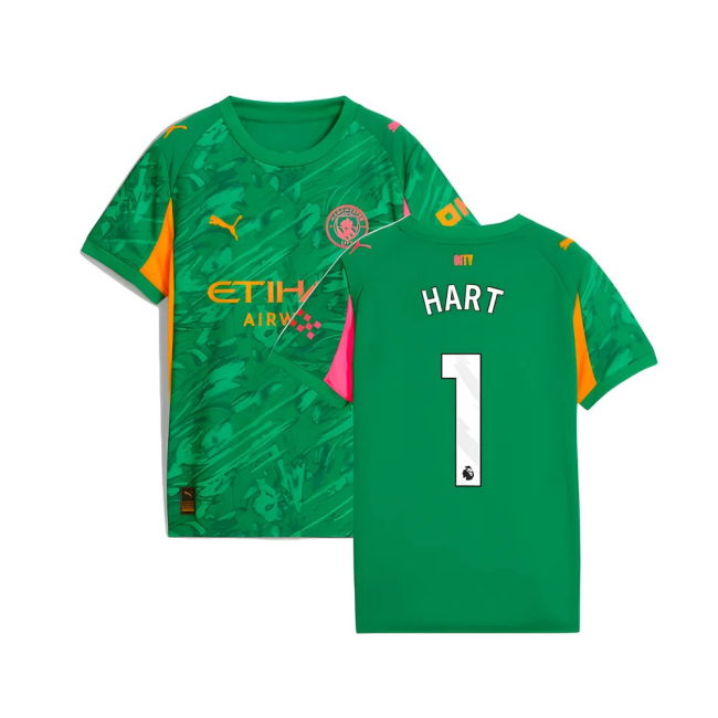 2025-2026 Man City Goalkeeper Away Shirt (Green) - Kids (Hart 1)
