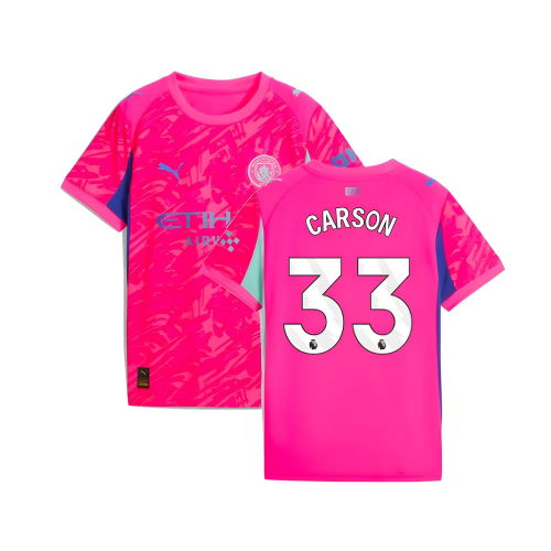 2025-2026 Man City Goalkeeper Home Shirt (Pink) - Kids (Carson 33)