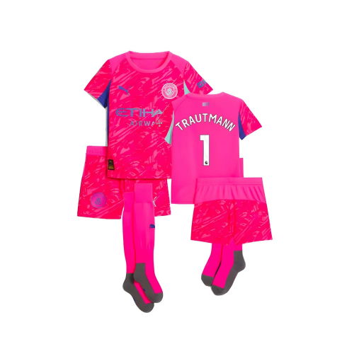 2025-2026 Man City Home Goalkeeper Mini Kit (Pink) (Trautmann 1)