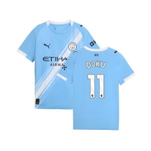 2025-2026 Man City Home Shirt (Kids) (Doku 11)