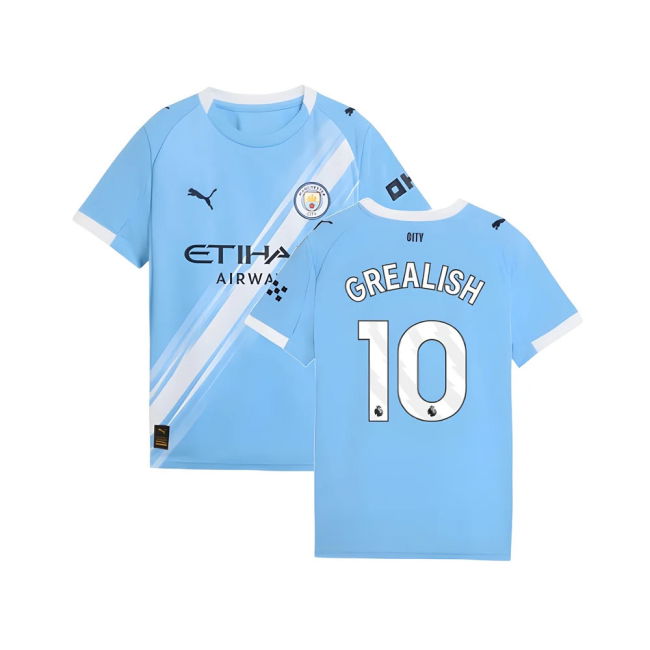 2025-2026 Man City Home Shirt (Kids) (Grealish 10)