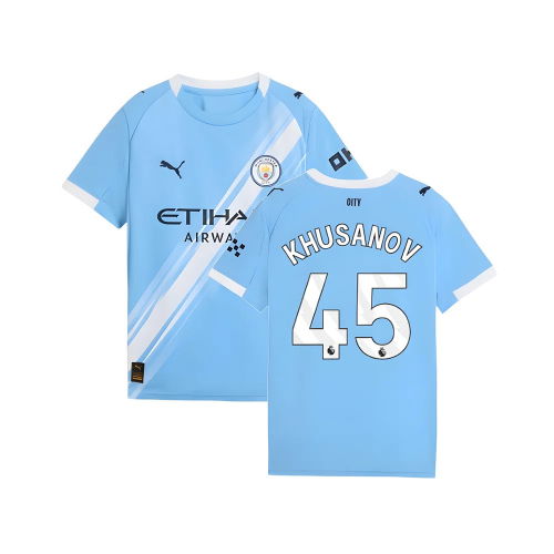 2025-2026 Man City Home Shirt (Kids) (Khusanov 45)