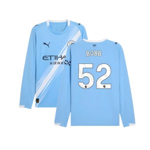 2025-2026 Man City Long Sleeve Home Shirt (Bobb 52)