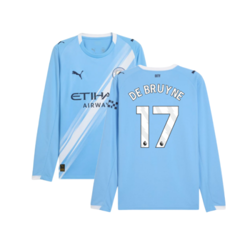 2025-2026 Man City Long Sleeve Home Shirt (De Bruyne 17)