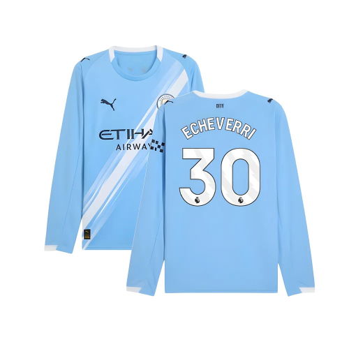 2025-2026 Man City Long Sleeve Home Shirt (Echeverri 30)