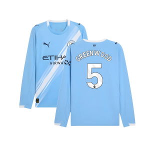 2025-2026 Man City Long Sleeve Home Shirt (Greenwood 5)