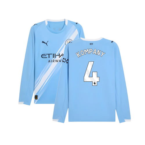 2025-2026 Man City Long Sleeve Home Shirt (Kompany 4)