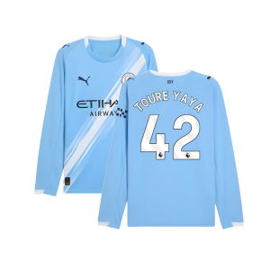 2025-2026 Man City Long Sleeve Home Shirt (Toure Yaya 42)