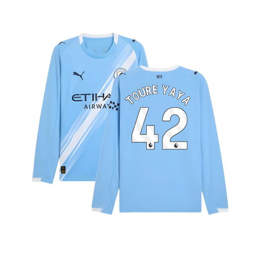 2025-2026 Man City Long Sleeve Home Shirt (Toure Yaya 42)