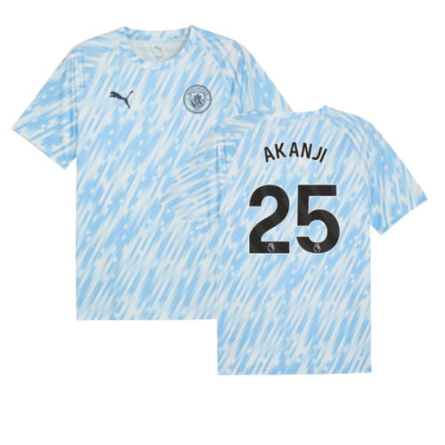 2025-2026 Man City Warm Up Jersey (Silver Sky) (Akanji 25)