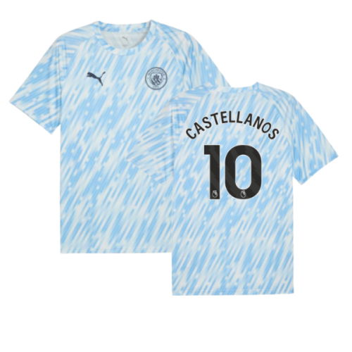 2025-2026 Man City Warm Up Jersey (Silver Sky) (Castellanos 10)