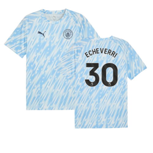2025-2026 Man City Warm Up Jersey (Silver Sky) (Echeverri 30)