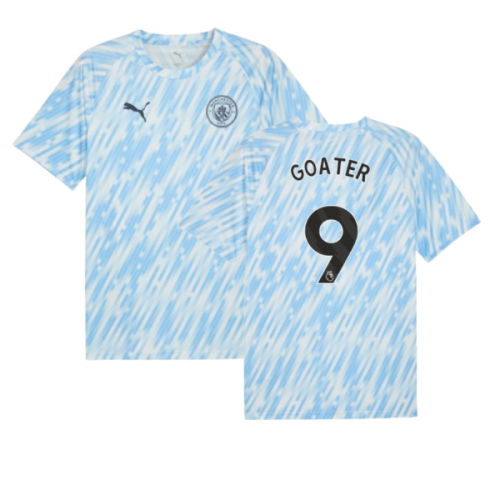 2025-2026 Man City Warm Up Jersey (Silver Sky) (Goater 9)