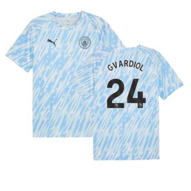 2025-2026 Man City Warm Up Jersey (Silver Sky) (Gvardiol 24)