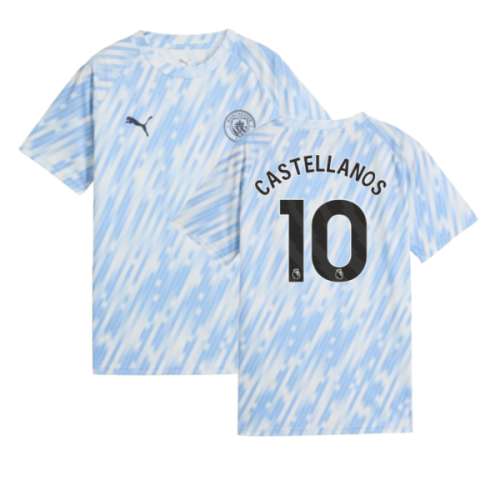 2025-2026 Man City Warm Up Jersey (Silver Sky) - Kids (Castellanos 10)