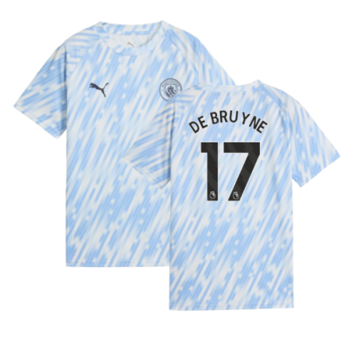 2025-2026 Man City Warm Up Jersey (Silver Sky) - Kids (De Bruyne 17)