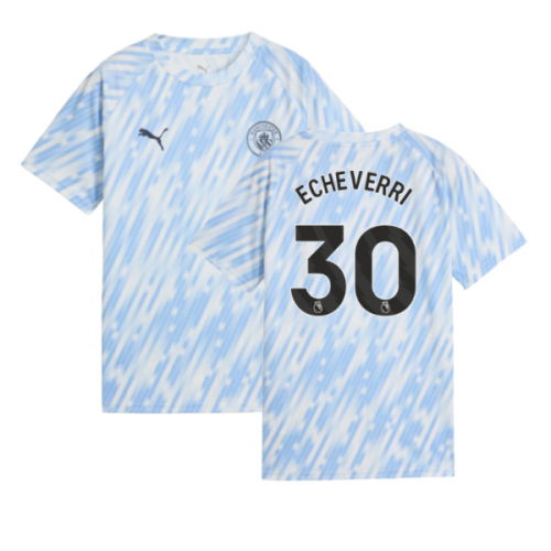2025-2026 Man City Warm Up Jersey (Silver Sky) - Kids (Echeverri 30)