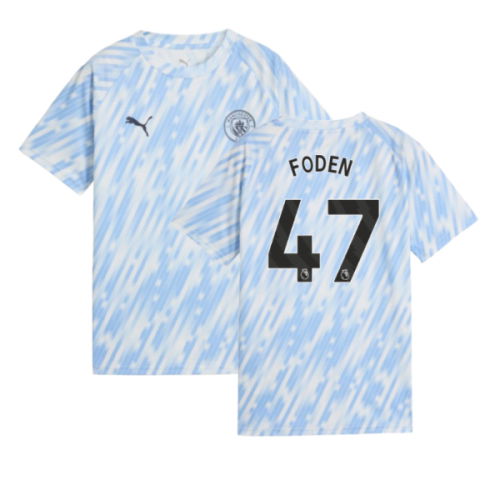 2025-2026 Man City Warm Up Jersey (Silver Sky) - Kids (Foden 47)
