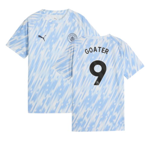 2025-2026 Man City Warm Up Jersey (Silver Sky) - Kids (Goater 9)