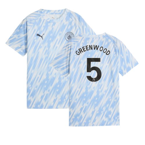 2025-2026 Man City Warm Up Jersey (Silver Sky) - Kids (Greenwood 5)