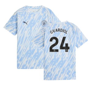 2025-2026 Man City Warm Up Jersey (Silver Sky) - Kids (Gvardiol 24)