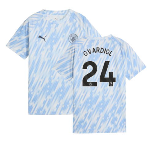 2025-2026 Man City Warm Up Jersey (Silver Sky) - Kids (Gvardiol 24)