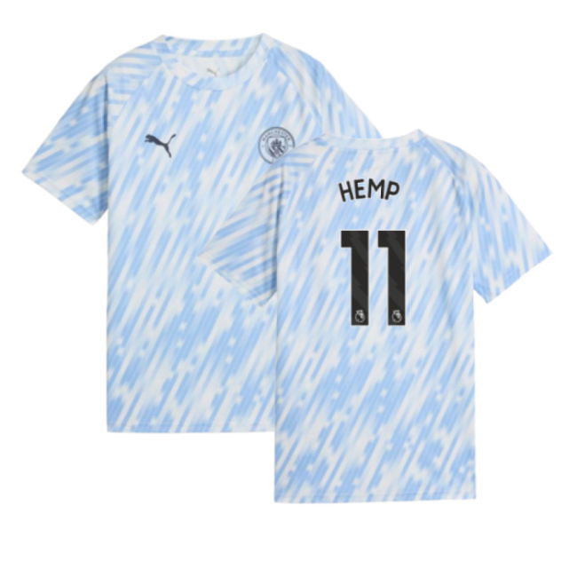 2025-2026 Man City Warm Up Jersey (Silver Sky) - Kids (Hemp 11)