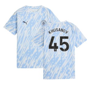 2025-2026 Man City Warm Up Jersey (Silver Sky) - Kids (Khusanov 45)