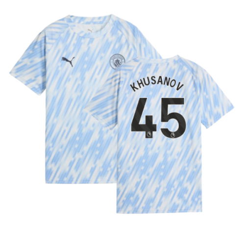 2025-2026 Man City Warm Up Jersey (Silver Sky) - Kids (Khusanov 45)