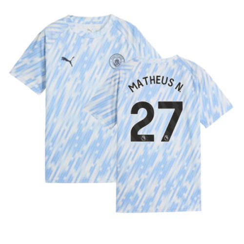 2025-2026 Man City Warm Up Jersey (Silver Sky) - Kids (Matheus N. 27)