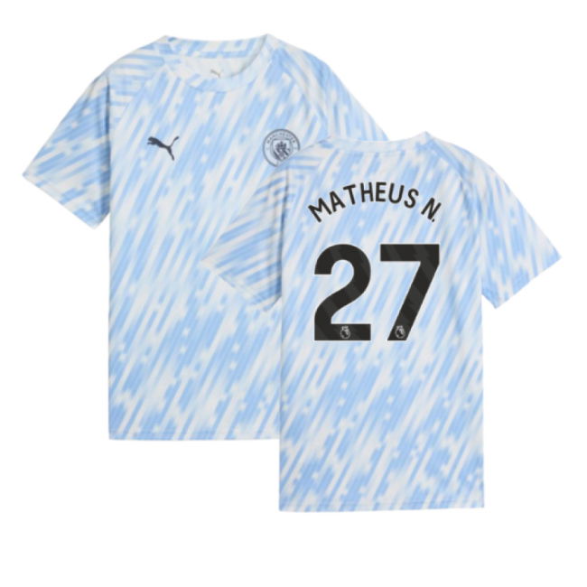 2025-2026 Man City Warm Up Jersey (Silver Sky) - Kids (Matheus N. 27)
